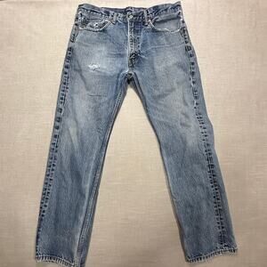 Levis 505 Mens Destroyed Denim Jeans 36X32 Distressed Grunge Streetwear Workwear